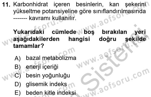 Sağlıklı Yaşam Dersi 2018 - 2019 Yılı Yaz Okulu Sınav Soruları 11. Soru