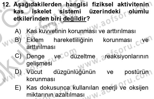 Sağlıklı Yaşam Dersi 2018 - 2019 Yılı Yaz Okulu Sınav Soruları 12. Soru