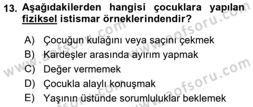 Sağlıklı Yaşam Dersi 2018 - 2019 Yılı Yaz Okulu Sınav Soruları 13. Soru