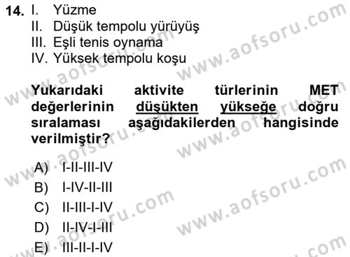 Sağlıklı Yaşam Dersi 2018 - 2019 Yılı Yaz Okulu Sınav Soruları 14. Soru