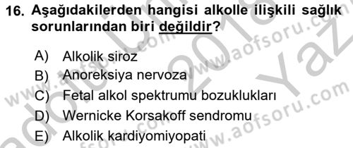 Sağlıklı Yaşam Dersi 2018 - 2019 Yılı Yaz Okulu Sınav Soruları 16. Soru