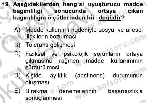 Sağlıklı Yaşam Dersi 2018 - 2019 Yılı Yaz Okulu Sınav Soruları 19. Soru