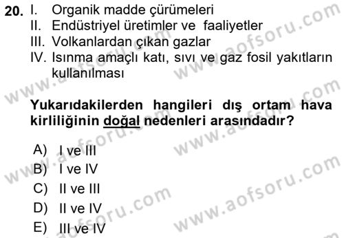 Sağlıklı Yaşam Dersi 2018 - 2019 Yılı Yaz Okulu Sınav Soruları 20. Soru