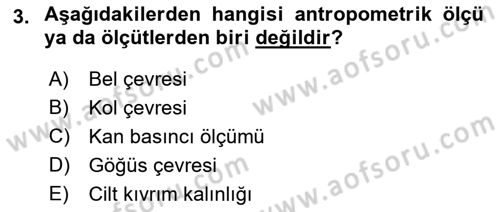 Sağlıklı Yaşam Dersi 2018 - 2019 Yılı Yaz Okulu Sınav Soruları 3. Soru