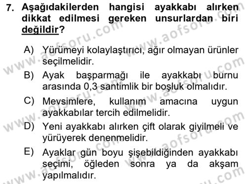 Sağlıklı Yaşam Dersi 2018 - 2019 Yılı Yaz Okulu Sınav Soruları 7. Soru