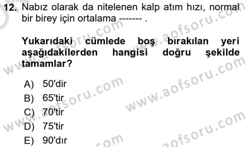 Sağlıklı Yaşam Dersi 2020 - 2021 Yılı Yaz Okulu Sınav Soruları 12. Soru