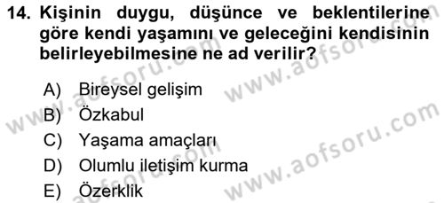 Sağlıklı Yaşam Dersi 2020 - 2021 Yılı Yaz Okulu Sınav Soruları 14. Soru