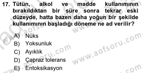 Sağlıklı Yaşam Dersi 2020 - 2021 Yılı Yaz Okulu Sınav Soruları 17. Soru