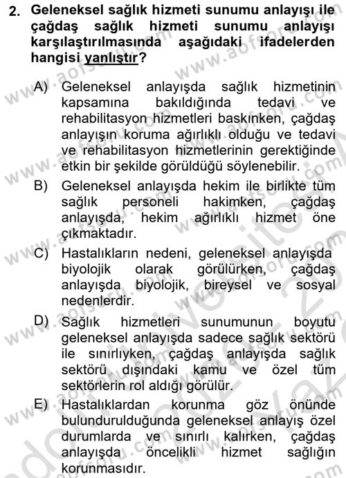 Sağlıklı Yaşam Dersi 2020 - 2021 Yılı Yaz Okulu Sınav Soruları 2. Soru