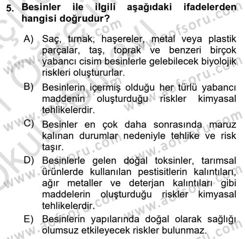 Sağlıklı Yaşam Dersi 2020 - 2021 Yılı Yaz Okulu Sınav Soruları 5. Soru
