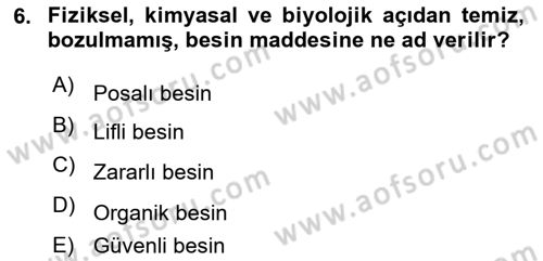 Sağlıklı Yaşam Dersi 2020 - 2021 Yılı Yaz Okulu Sınav Soruları 6. Soru