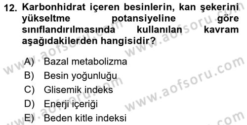 Sağlıklı Yaşam Dersi 2021 - 2022 Yılı (Vize) Ara Sınav Soruları 12. Soru