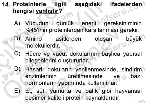 Sağlıklı Yaşam Dersi 2021 - 2022 Yılı (Vize) Ara Sınav Soruları 14. Soru