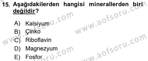 Sağlıklı Yaşam Dersi 2021 - 2022 Yılı (Vize) Ara Sınav Soruları 15. Soru