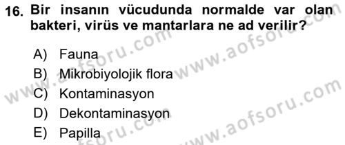 Sağlıklı Yaşam Dersi 2021 - 2022 Yılı (Vize) Ara Sınav Soruları 16. Soru