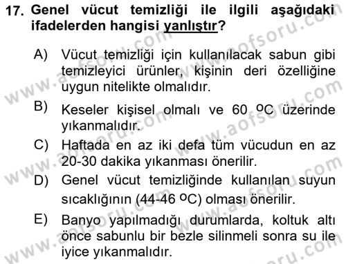 Sağlıklı Yaşam Dersi 2021 - 2022 Yılı (Vize) Ara Sınav Soruları 17. Soru