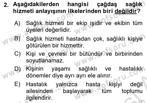 Sağlıklı Yaşam Dersi 2021 - 2022 Yılı (Vize) Ara Sınav Soruları 2. Soru