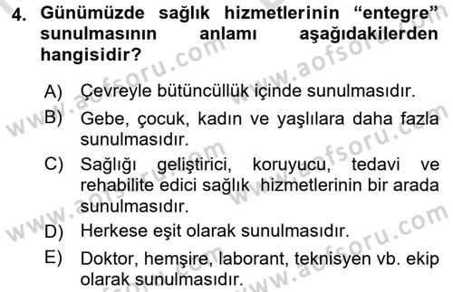Sağlıklı Yaşam Dersi 2021 - 2022 Yılı (Vize) Ara Sınav Soruları 4. Soru