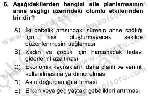 Sağlıklı Yaşam Dersi 2021 - 2022 Yılı (Vize) Ara Sınav Soruları 6. Soru