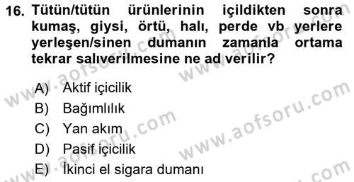 Sağlıklı Yaşam Dersi 2021 - 2022 Yılı (Final) Dönem Sonu Sınav Soruları 16. Soru