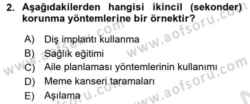 Sağlıklı Yaşam Dersi 2021 - 2022 Yılı (Final) Dönem Sonu Sınav Soruları 2. Soru