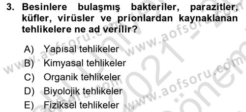 Sağlıklı Yaşam Dersi 2021 - 2022 Yılı (Final) Dönem Sonu Sınav Soruları 3. Soru