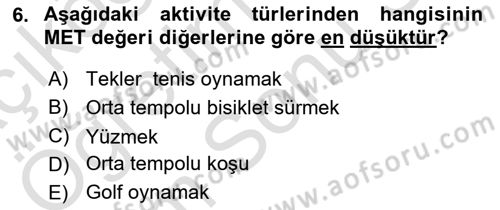 Sağlıklı Yaşam Dersi 2021 - 2022 Yılı (Final) Dönem Sonu Sınav Soruları 6. Soru