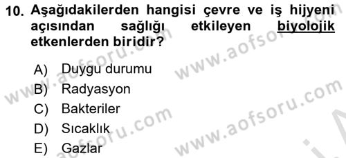 Sağlıklı Yaşam Dersi 2021 - 2022 Yılı Yaz Okulu Sınav Soruları 10. Soru