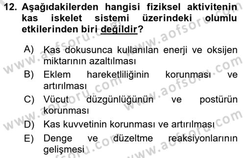 Sağlıklı Yaşam Dersi 2021 - 2022 Yılı Yaz Okulu Sınav Soruları 12. Soru