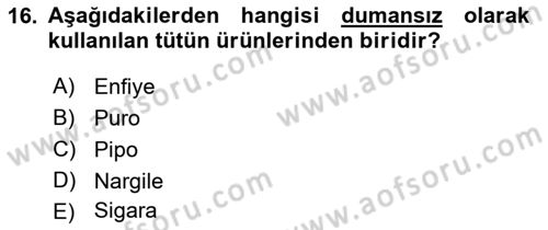 Sağlıklı Yaşam Dersi 2021 - 2022 Yılı Yaz Okulu Sınavı 16. Soru