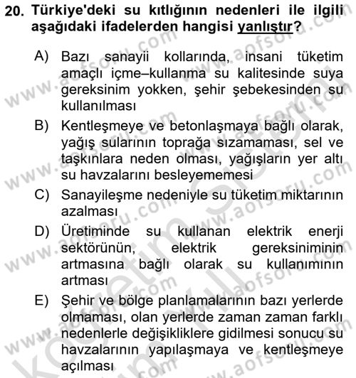 Sağlıklı Yaşam Dersi 2021 - 2022 Yılı Yaz Okulu Sınav Soruları 20. Soru