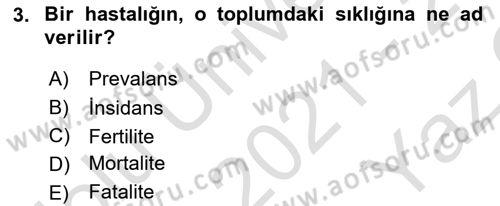 Sağlıklı Yaşam Dersi 2021 - 2022 Yılı Yaz Okulu Sınav Soruları 3. Soru