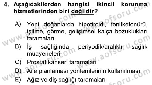 Sağlıklı Yaşam Dersi 2021 - 2022 Yılı Yaz Okulu Sınav Soruları 4. Soru
