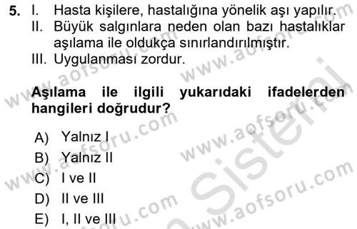 Sağlıklı Yaşam Dersi 2021 - 2022 Yılı Yaz Okulu Sınav Soruları 5. Soru