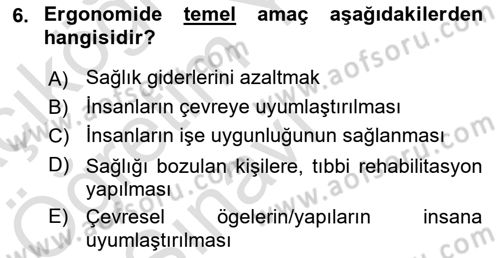 Sağlıklı Yaşam Dersi 2021 - 2022 Yılı Yaz Okulu Sınav Soruları 6. Soru