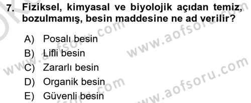 Sağlıklı Yaşam Dersi 2021 - 2022 Yılı Yaz Okulu Sınav Soruları 7. Soru
