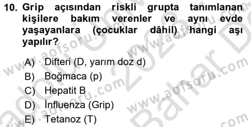 Sağlıklı Yaşam Dersi 2023 - 2024 Yılı (Vize) Ara Sınav Soruları 10. Soru