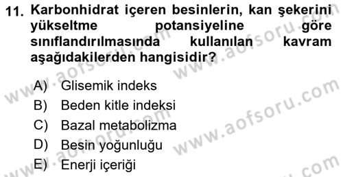 Sağlıklı Yaşam Dersi 2023 - 2024 Yılı (Vize) Ara Sınav Soruları 11. Soru