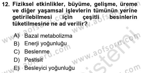 Sağlıklı Yaşam Dersi 2023 - 2024 Yılı (Vize) Ara Sınav Soruları 12. Soru