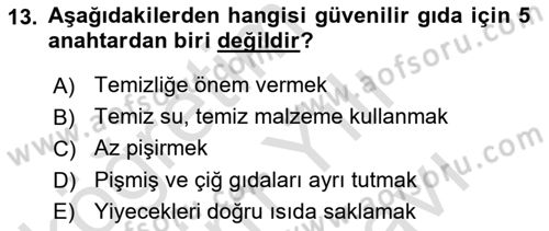 Sağlıklı Yaşam Dersi 2023 - 2024 Yılı (Vize) Ara Sınav Soruları 13. Soru