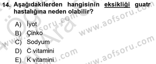 Sağlıklı Yaşam Dersi 2023 - 2024 Yılı (Vize) Ara Sınav Soruları 14. Soru