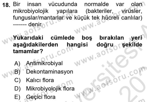 Sağlıklı Yaşam Dersi 2023 - 2024 Yılı (Vize) Ara Sınav Soruları 18. Soru