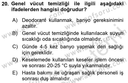 Sağlıklı Yaşam Dersi 2023 - 2024 Yılı (Vize) Ara Sınav Soruları 20. Soru