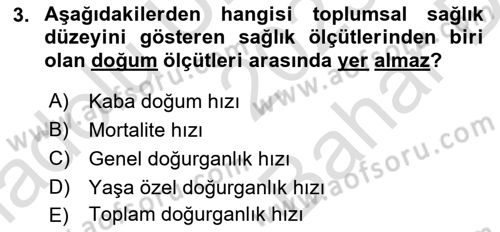 Sağlıklı Yaşam Dersi 2023 - 2024 Yılı (Vize) Ara Sınav Soruları 3. Soru
