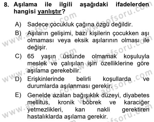 Sağlıklı Yaşam Dersi 2023 - 2024 Yılı (Vize) Ara Sınav Soruları 8. Soru