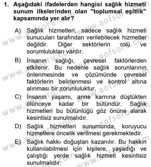Sağlıklı Yaşam Dersi 2023 - 2024 Yılı (Final) Dönem Sonu Sınav Soruları 1. Soru