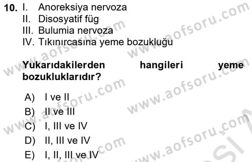 Sağlıklı Yaşam Dersi 2023 - 2024 Yılı (Final) Dönem Sonu Sınav Soruları 10. Soru