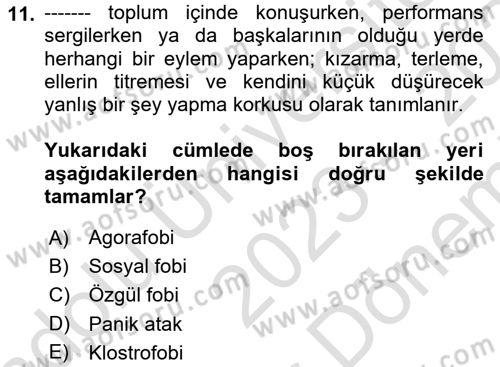 Sağlıklı Yaşam Dersi 2023 - 2024 Yılı (Final) Dönem Sonu Sınav Soruları 11. Soru