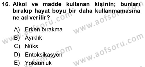 Sağlıklı Yaşam Dersi 2023 - 2024 Yılı (Final) Dönem Sonu Sınav Soruları 16. Soru