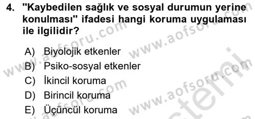 Sağlıklı Yaşam Dersi 2023 - 2024 Yılı (Final) Dönem Sonu Sınav Soruları 4. Soru